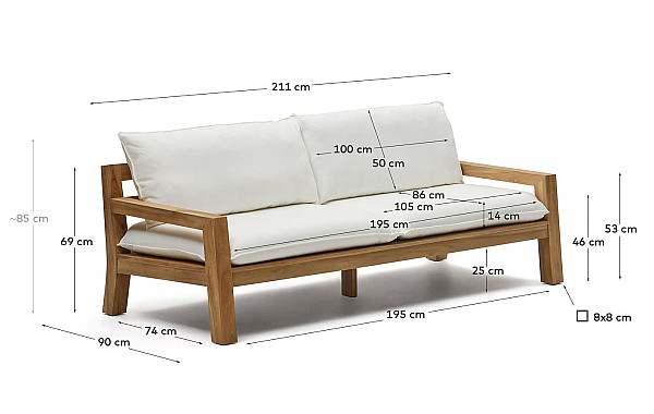 Диван La Forma FORCANERA J1400015JJ05 3-местный Коричневый-11