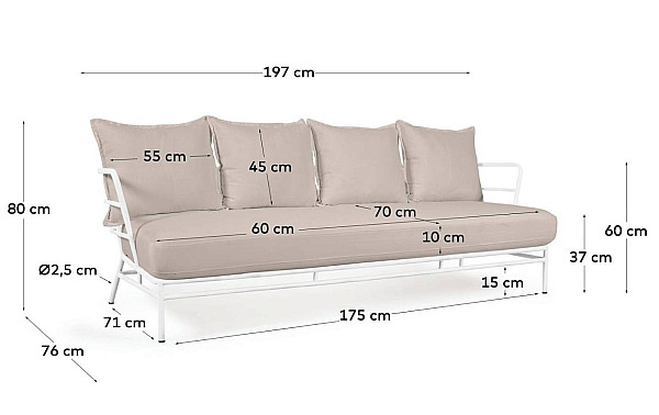 Диван La Forma MARELUZ IT0365J03 3-місний Білий-10