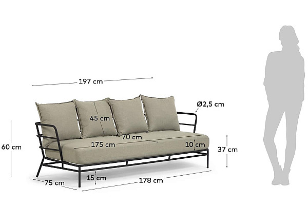 Диван La Forma MARELUZ S733J03 3-местный Черный-13