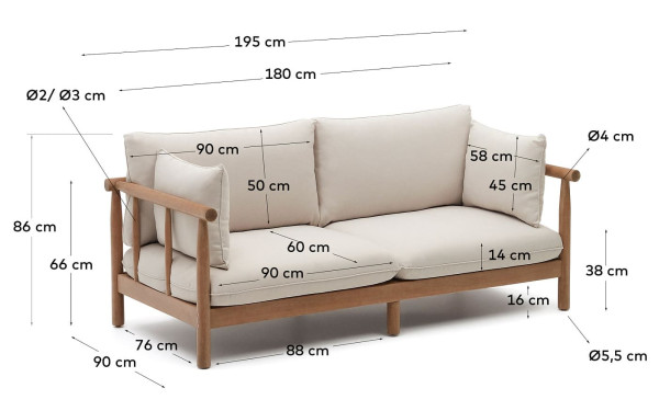 Диван La Forma SACOVA J1400025JJ12 2-місний Бежевий-10