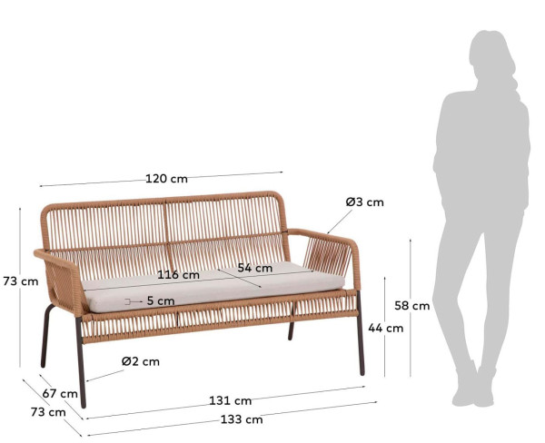 Диван La Forma SAMT CC1738J12 2-местный Бежевый-10
