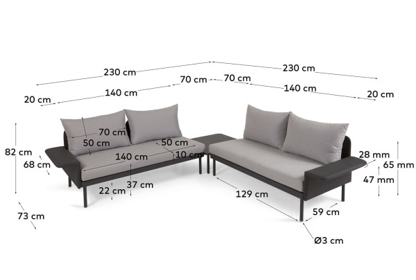 Диван La Forma ZALTANA S794R02 Чорний-12