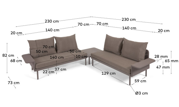 Диван La Forma ZALTANA S794R10 Коричневий-11