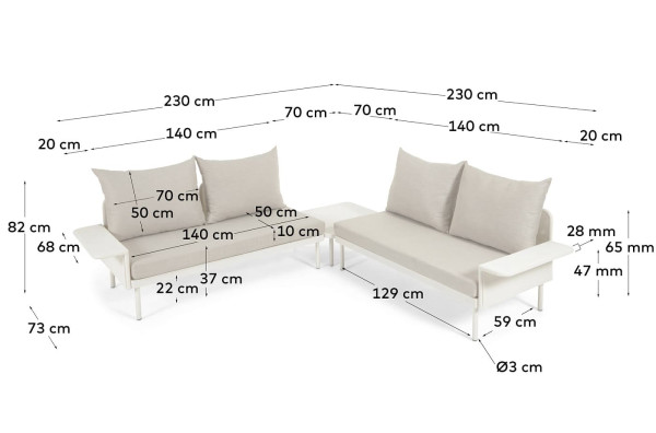 Диван La Forma ZALTANA S794R33 Белый-13