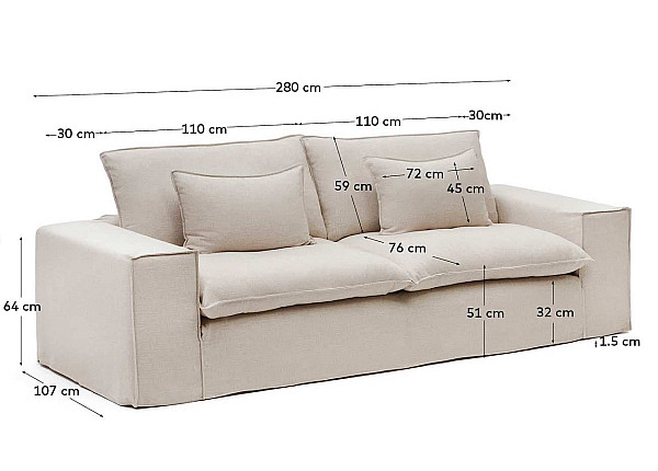 Диван 3-местный La Forma ANARELA S83730JP12 Бежевый 280 см-13