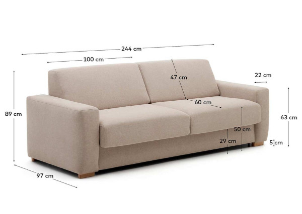 Диван-кровать 3 местный La Forma ANLEY S82960AU12 Бежевый 244 см-10