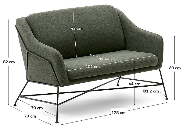 Диван 2-місний La Forma BRIDA S521AU19 Зелений-8