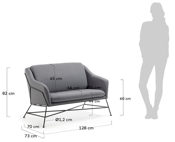 Диван 2-місний La Forma BRIDA S521J02 Темно-сірий-8