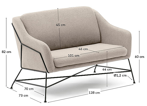 Диван 2-местный La Forma BRIDA S521AU12 Бежевый-8