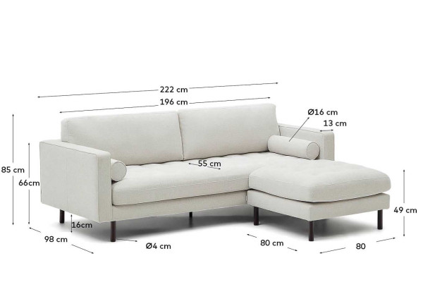 Диван 3-местный с подставкой для ног La Forma DEBRA S664TB12 222 см-5