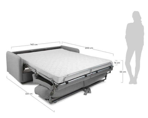 Диван-ліжко 2 місний La Forma KOMOON S470CH14 матрац віскоза Світло-сірий 140 см-6