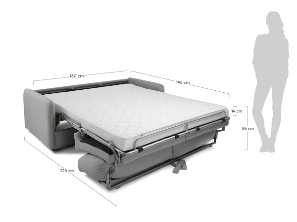 Диван-кровать 2 местный La Forma KOMOON S473CH14 матрас полиуретан Светло-серый 160 см-6