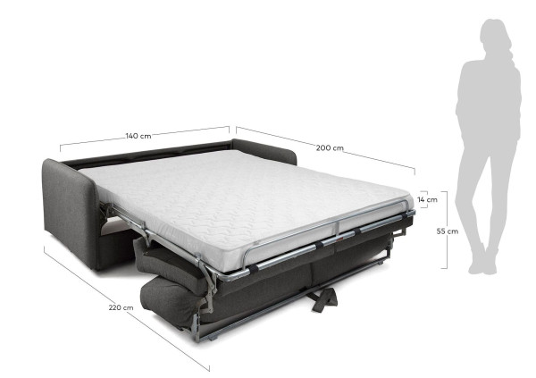 Диван-ліжко 2 місний La Forma KOMOON S471CH02 матрац поліуретан Темно-сірий 140 см-6