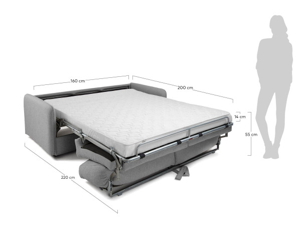 Диван-ліжко 2 місний La Forma KOMOON S473CH02 матрац поліуретан Темно-сірий 160 см-6
