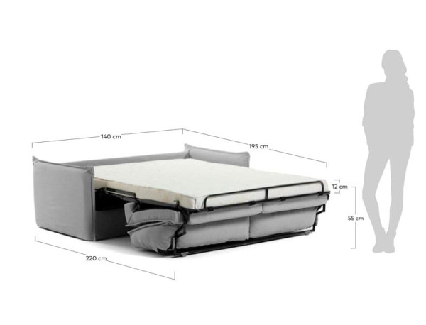 Диван-ліжко 2 місний La Forma SAMSA S471BL14 матрац поліуретан Сірий 140 см-13