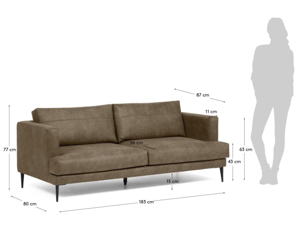 Диван 2-місний La Forma VINNY S490PT09 Темно-коричневий 183 см-11