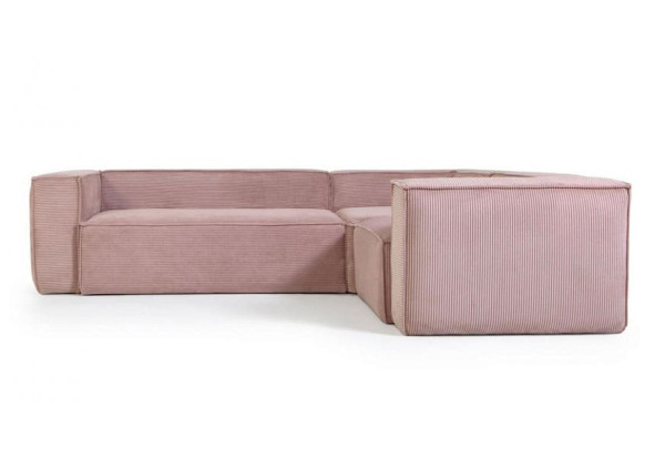 Кутовий диван 3-місний La Forma BLOK S717LN24 Рожевий вельвет 290х230 см / 230х290 см-2