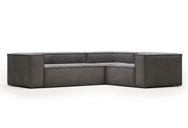 Кутовий диван 4-місний La Forma BLOK S683LN15 Сірий вельвет 320х230 см / 230х320 см-0