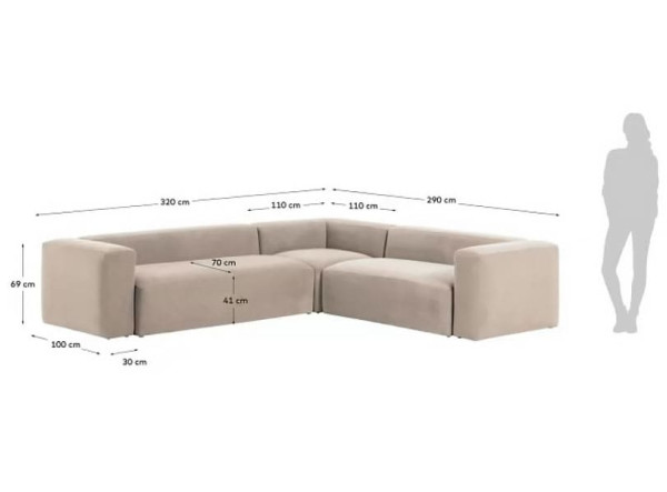 Угловой диван 5-местный La Forma BLOK S685GR39 Бежевый 320х290 см-8