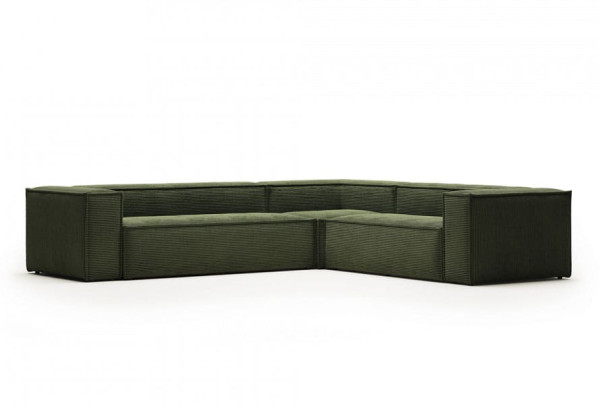 Кутовий диван 5-місний La Forma BLOK S685LN19 Зелений вельвет 320х290 см / 290х320 см-0