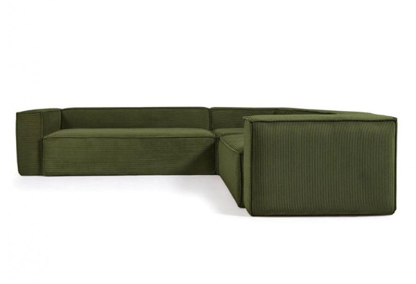 Кутовий диван 5-місний La Forma BLOK S685LN19 Зелений вельвет 320х290 см / 290х320 см-1