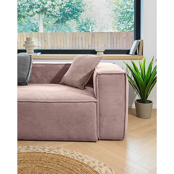 Угловой диван 4-местный с левым шезлонгом La Forma BLOK S572LN24 Розовый вельвет 330 см-2