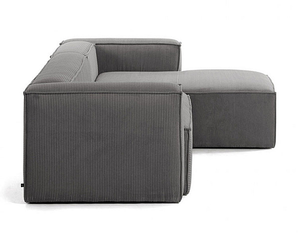 Угловой диван 4-местный с правым шезлонгом La Forma BLOK S573LN15 Серый вельвет 330 см-2