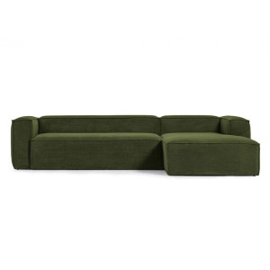 Кутовий диван з правим шезлонгом 4-місний La Forma BLOK S573LN19 Зелений вельвет 330 см