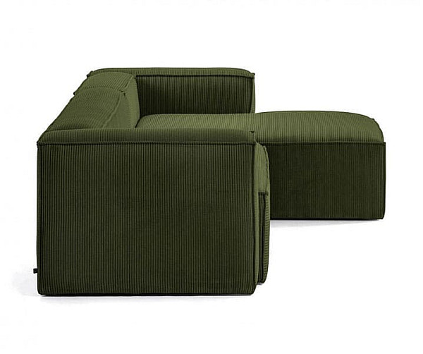 Угловой диван 4-местный с правым шезлонгом La Forma BLOK S573LN19 Зеленый вельвет 330 см-1