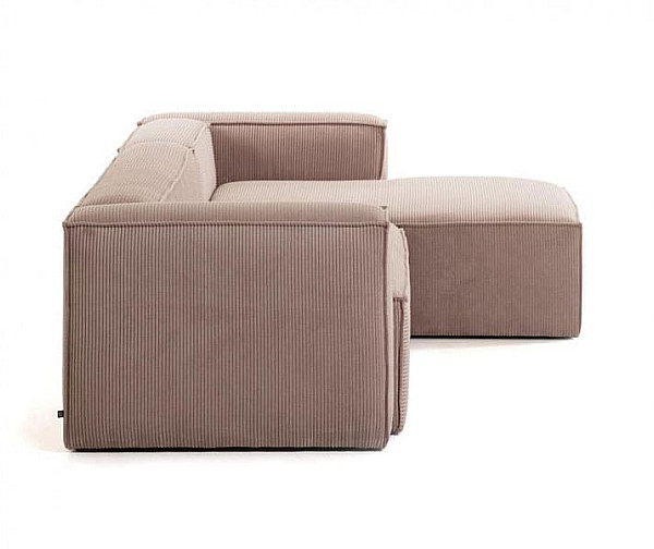 Угловой диван 4-местный с правым шезлонгом La Forma BLOK S573LN24 Розовый вельвет 330 см-2