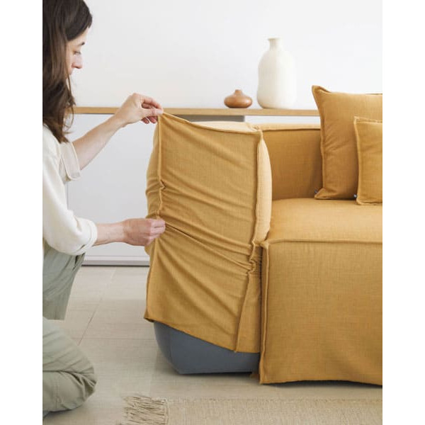 Диван 3-местный La Forma BLOK S570SN81 Горчичный 240 см-5