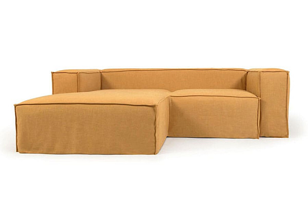Угловой диван 2-местный с левым шезлонгом La Forma BLOK S575SN81 Горчичный 240 см-0