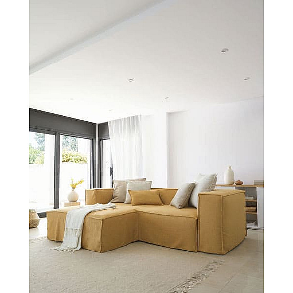 Угловой диван 2-местный с левым шезлонгом La Forma BLOK S575SN81 Горчичный 240 см-1