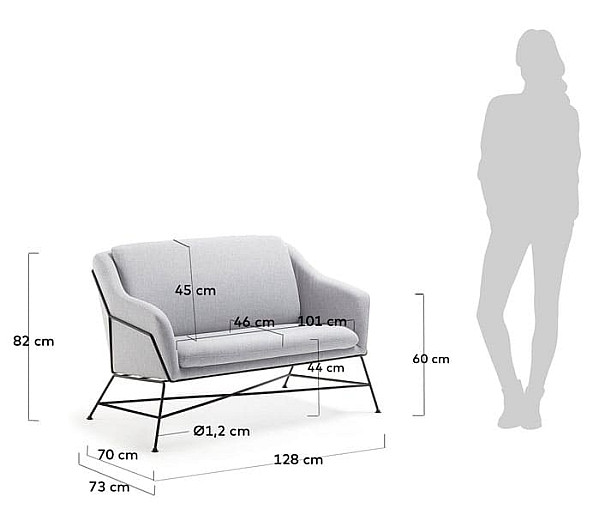 Диван 2-местный La Forma BRIDA S521J03 Светло-серый-9