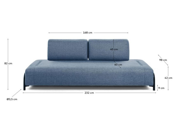 Диван 3-местный La Forma COMPO S583BB26 Синий-9