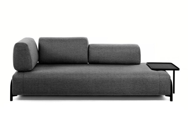 Диван 3-местный с приставным столиком La Forma COMPO S587BB02 Темно-серый-1