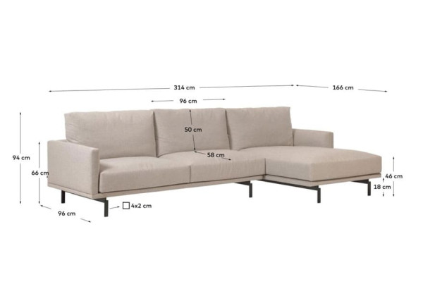 Угловой диван 4-местный с правым шезлонгом La Forma GALENE S801_43D_GR39 Бежевый-16