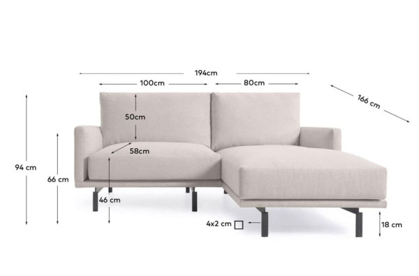 Кутовий диван 3-місний з правим шезлонгом La Forma GALENE S801_41D_GR39 Бежевий 194 см-10