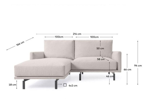 Угловой диван 3-местный с левым шезлонгом La Forma GALENE S801_42I_GR39 Бежевый 214 см-7