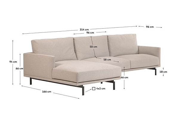 Кутовий диван 4-місний з лівим шезлонгом La Forma GALENE S801_43I_GR39 Бежевий-6