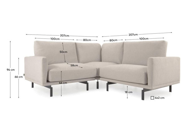 Кутовий диван 2-місний La Forma GALENE S801_50_GR39 Бежевий-9