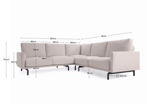 Кутовий диван 4-місний La Forma GALENE S801_53_GR39 Бежевий 267х267 см-18
