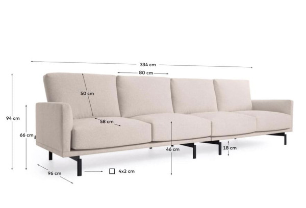 Диван 4-местный La Forma GALENE S801_70_GR39 Бежевый 334 см-17