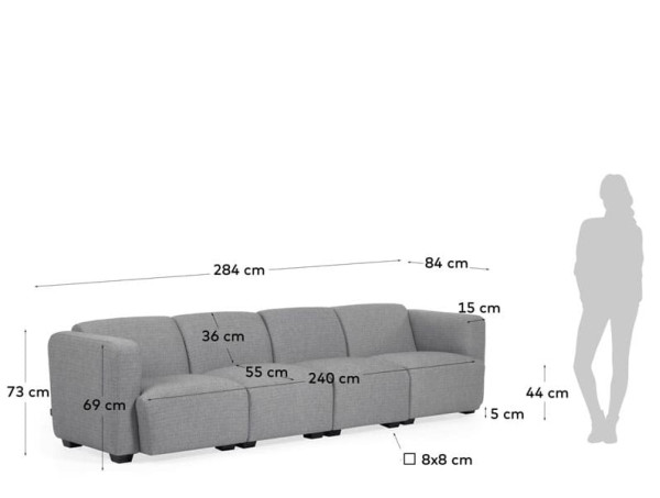 Диван 4-местный La Forma LEGARA S753MN14 Серый-12