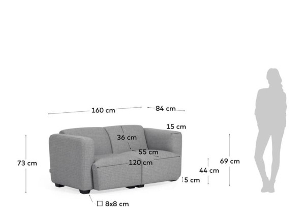 Диван 2-местный La Forma LEGARA S754MN14 Серый-10