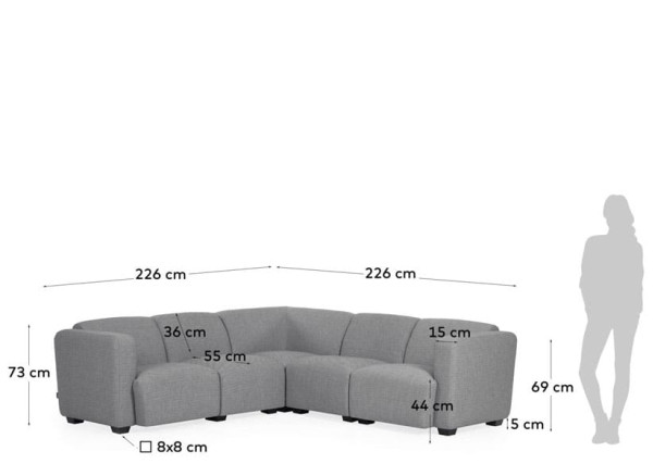 Кутовий диван 5-місний La Forma LEGARA S756MN14 Сірий-14