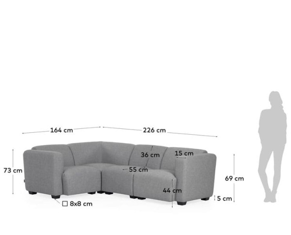 Кутовий диван 4-місний La Forma LEGARA S757MN14 Сірий-12