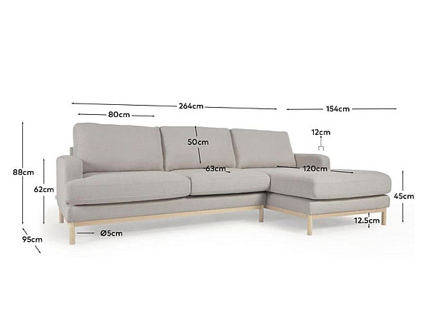 Угловой диван 3-местный с правым шезлонгом La Forma MIHAELA S805_40D_PS03 Серый-10