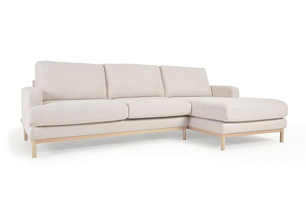Кутовий диван 3-місний з правим шезлонгом La Forma MIHAELA S805_40D_PS33 Молочний-1