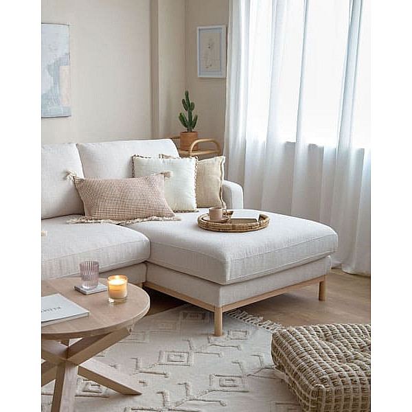 Кутовий диван 3-місний з правим шезлонгом La Forma MIHAELA S805_40D_PS33 Молочний-5